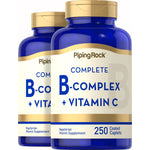 B-Complex Plus Vitamin C, 250 Coated Caplets, 2  Bottles