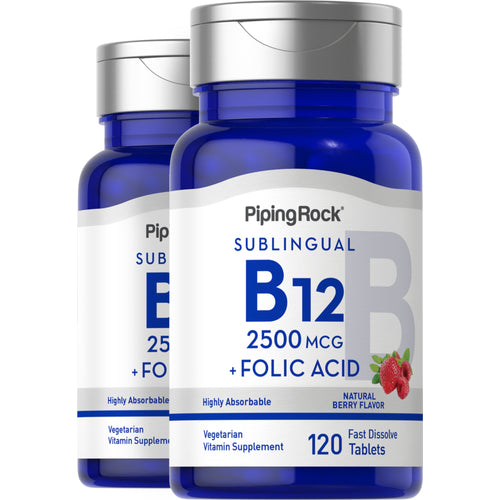 B12 2500 mcg + Folic Acid 400 mcg, 120 Fast Dissolve Tablets, 2  Bottles