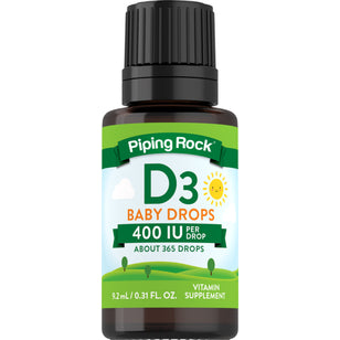 Baby D3 Drops Liquid Vitamin D 400 IU, 9.2 mL (0.31 fl oz) Dropper Bottle