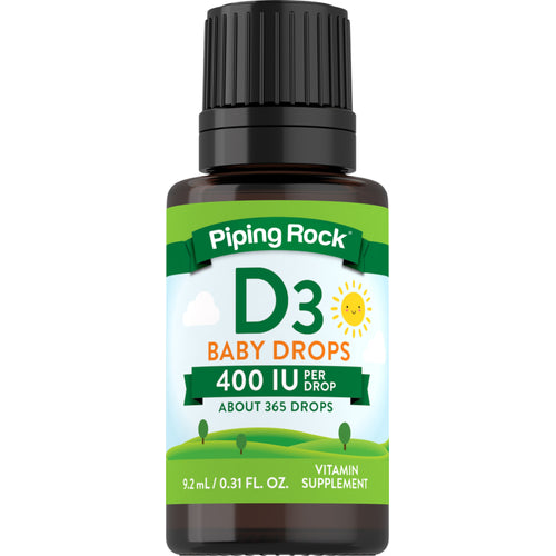 Baby D3 Drops Liquid Vitamin D 400 IU, 9.2 mL (0.31 fl oz) Dropper Bottle