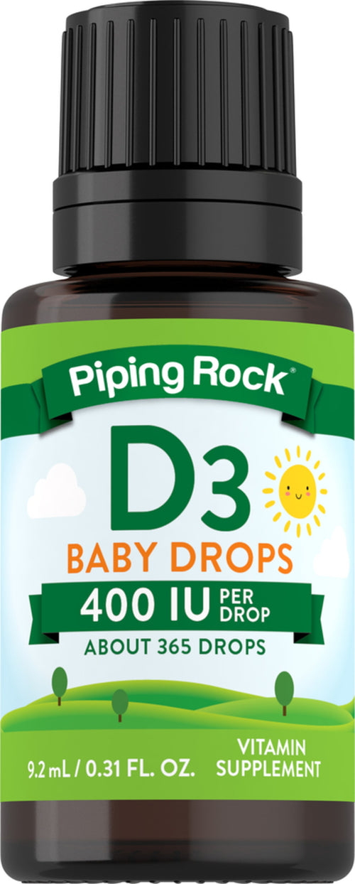Baby D3 Drops Liquid Vitamin D 400 IU, 9.2 mL (0.31 fl oz) Dropper Bottle