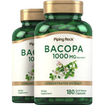 Two bottles of Bacopa 1000 MG Concentrated Extract Herbal Supplement, each containing 180 Quick Release Capsules.
