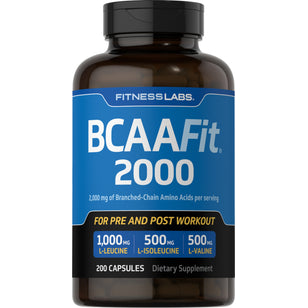 BCAAFit 2000, 2000 mg (per serving), 200 Capsules