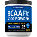 FITNESS LABS BCAA Fit 5000 Powder, 12oz (340g), 59 servings, Premium, Fermented, Vegan, Unflavored, Unsweetened.