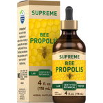 A 4 fl. oz. (118 mL) bottle and box of Supreme Bee Propolis Herbal Supplement, designed for health support.