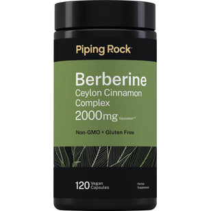 Berberine Ceylon Cinnamon Complex, 2000mg equivalent, non-GMO, gluten-free, 120 vegan capsules, herbal supplement.