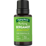 Purifying Bergamot Aromatherapy Pure Essential Oil, Citrus bergamia, in a 15 mL (0.51 Fl. Oz.) bottle.