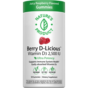 Berry D-Licious Vitamin D3 2,5000 IU (Juicy Raspberry), 50 Gummies