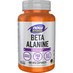 NOW Sports Beta Alanine 750 MG, 120 Veg Capsules. A dietary supplement for muscular endurance, delays muscle fatigue.