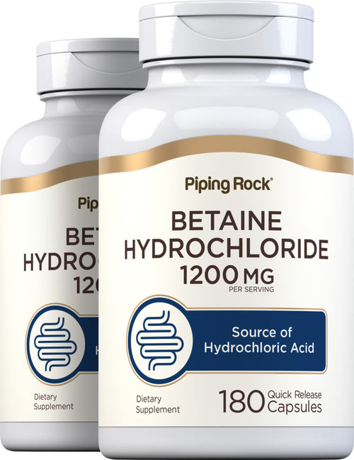 Betaine HCl, 1200 mg (per serving), 180 Quick Release Capsules, 2  Bottles