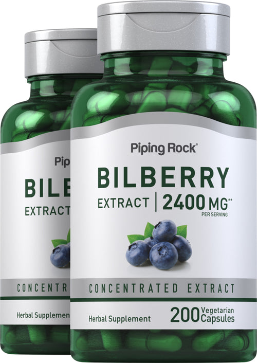 Bilberry Extract, 2400 mg (per serving), 200 Vegetarian Capsules, 2  Bottles