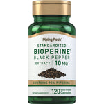 BIOPERINE BLACK PEPPER EXTRACT 10 MG Standardized Herbal Supplement with 120 Quick Release Capsules.