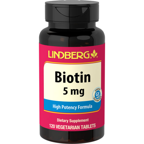 Biotin 5 mg (5000 mcg), 120 Vegetarian Tablets