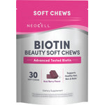 Biotin Beauty 30 Soft Chews in Acai Berry flavor, promoting hair, skin, and nail health with a delicious taste.