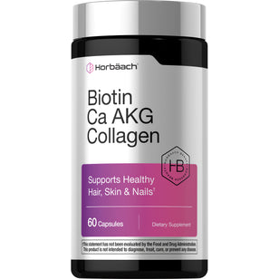Biotin Ca AKG Collagen 60 Capsules, a supplement for healthy hair, skin, and nails.