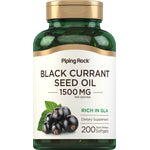 Black Currant Seed Oil 1500 mg, 200 Quick Release Softgels. Label states 'Rich in GLA'.