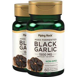 Black Garlic, 1500 mg (per serving), 60 Vegan Capsules, 2  Bottles