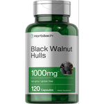 Bottle of Black Walnut Hulls 1000mg containing 120 capsules.