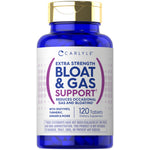 Carlyle Extra Strength Bloat & Gas Support, 120 Tablets, a dietary supplement for bloating relief.