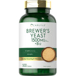 Carlyle Brewer's Yeast 1500MG +B12, 500 tablets. Non-GMO, naturally-occurring B-vitamins, 23 grains per serving.