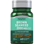 Brown Seaweed 2000 mg per serving with Fucoxanthin, dietary supplement, 60 quick release capsules, product bottle.
