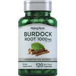 Burdock Root 1000 MG equivalent herbal supplement with 120 quick release capsules.
