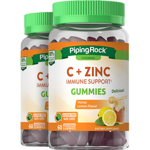 C + Zinc Immune Support (Honey Lemon), 60 Vegetarian Gummies, 2  Bottles