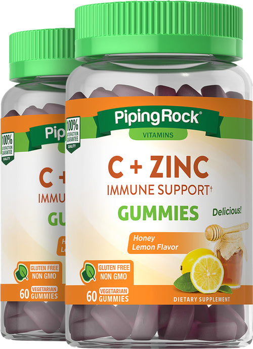 C + Zinc Immune Support (Honey Lemon), 60 Vegetarian Gummies, 2  Bottles