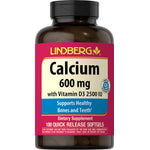 Calcium 600 mg with Vitamin D3 2500 IU in a bottle of 100 quick release softgels.