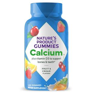 Calcium plus D3 Gummies, 130 count, Fruit & Cream Flavors, supplement to support bone and teeth health.