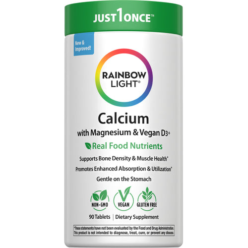 Calcium Magnesium and Vegan D3 + Real Food Nutrients, 90 Vegan Caplets