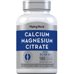 Calcium Magnesium Citrate plus D3 400 IU, 180 quick-release capsules in a bottle.