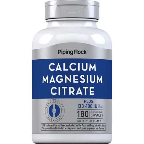 Calcium & Magnesium Citrate Plus D3 (Cal 300mg/Mag 150mg/D3 400IU) (per serving), 180 Quick Release Capsules