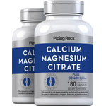Two bottles of Calcium Magnesium Citrate Plus D3, 400 IU, with 180 quick-release capsules for bone support.