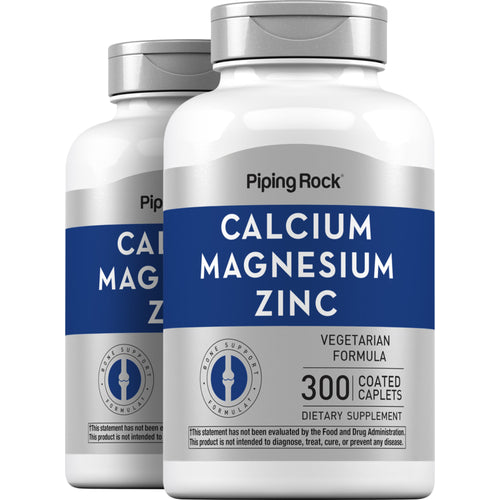 Calcium Magnesium Zinc (Cal 1000mg/Mag 400mg/Zn 15mg) (per serving), 300 Coated Caplets, 2  Bottles