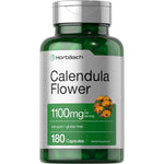 Calendula Flower 1100mg per serving, 180 Capsules. Non-GMO and gluten-free herbal supplement.