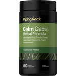 Calm Caps Herbal Formula with 180 vegan capsules, an herbal supplement.