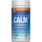 Natural Vitality Calm Magnesium Citrate Gummies, orange flavor, 120 gummies in a bottle.