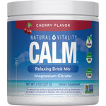 Natural Vitality Calm Cherry Flavor is a relaxing drink mix with magnesium citrate, available in an 8 oz (227 g) package.