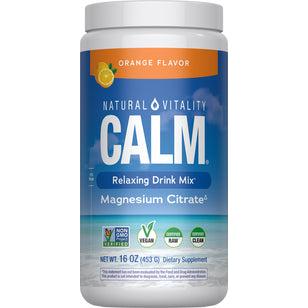 Natural Vitality CALM Orange Flavor Relaxing Drink Mix with Magnesium Citrate, 16 OZ (453 G) Dietary Supplement.