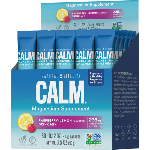 CALM Powder Raspberry-Lemon Stick Packs, 30 Stick Packs