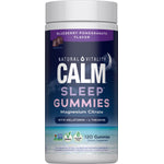 Natural Vitality Calm Sleep Gummies with Magnesium Citrate, Melatonin + L-Theanine, Blueberry Pomegranate Flavor, 120 Gummies.