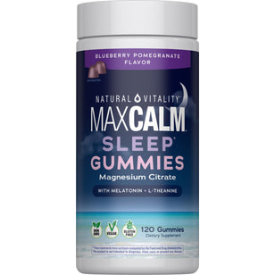 CALM Sleep with Melatonin Gummies Blueberry-Pomegranate Flavor, 120 Tasty Gummies