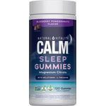 Natural Vitality Calm Sleep Gummies, Magnesium Citrate with Melatonin and L-Theanine, 120 Blueberry Pomegranate Flavor Gummies.