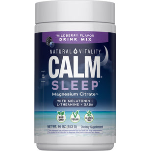 NV Calm Sleep Magnesium Citrate drink mix with melatonin, L-Theanine, GABA in wildberry flavor, 16 oz (453 g).