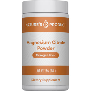 Nature's Product Magnesium Citrate Powder in orange flavor, 16 oz (453 g), as a dietary supplement.
