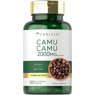 Carlyle Camu Camu 2000MG, 150 Quick Release Capsules. Non-GMO, gluten free, traditional herb dietary supplement.