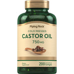 Cold Pressed Castor Oil 750 MG in a bottle with 200 quick release softgels.