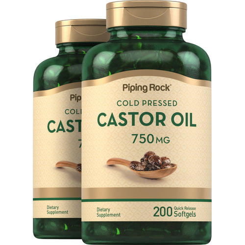 Castor Oil (Cold Pressed), 750 mg, 200 Quick Release Softgels, 2  Bottles