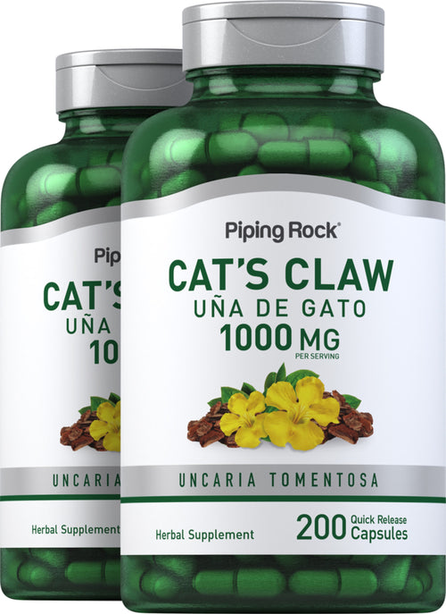 Cat's Claw (Una De Gato), 1000 mg (per serving), 200 Quick Release Capsules, 2  Bottles